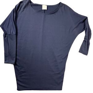 Nymphe Tunic‎ Womens Medium Navy Dolman Long Sleeve Boat Neck Long Shirt Top